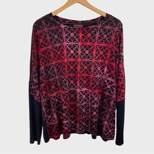 Heyne Bogut Red Black Abstract Hand Crafted Wearable Art Shirt Size Small